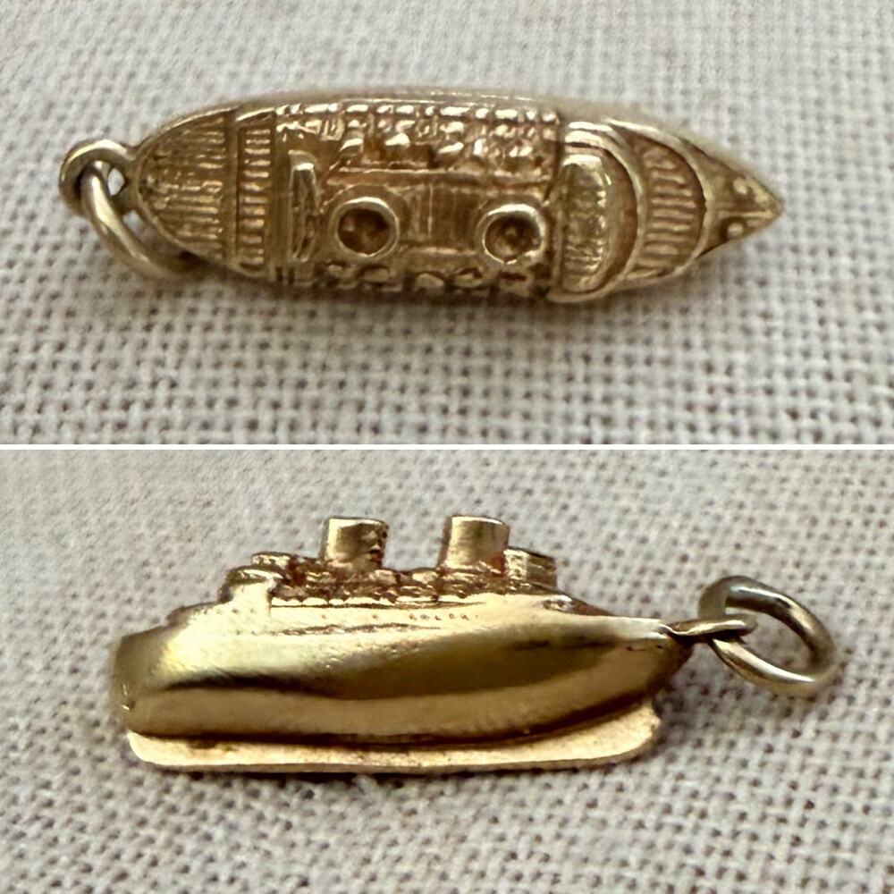 Vintage 14k Gold 585 Cruise Ship Boat Charm